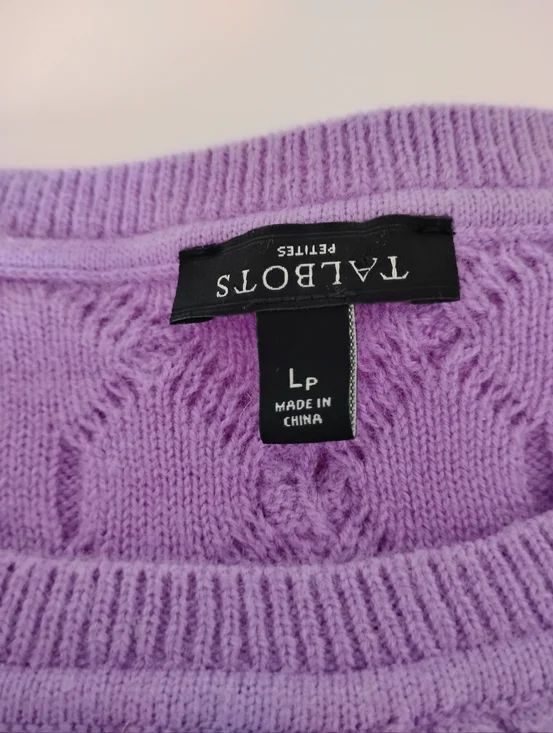 Talbots Lambswool Blend Cable Knit Sweater Lilac Purple Pastel Classic Size LPet - Picture 11 of 14